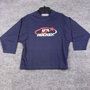 Game Wear USA Hockey Navy Blue Training Shirt Junior Medium Long Sleeve Mesh